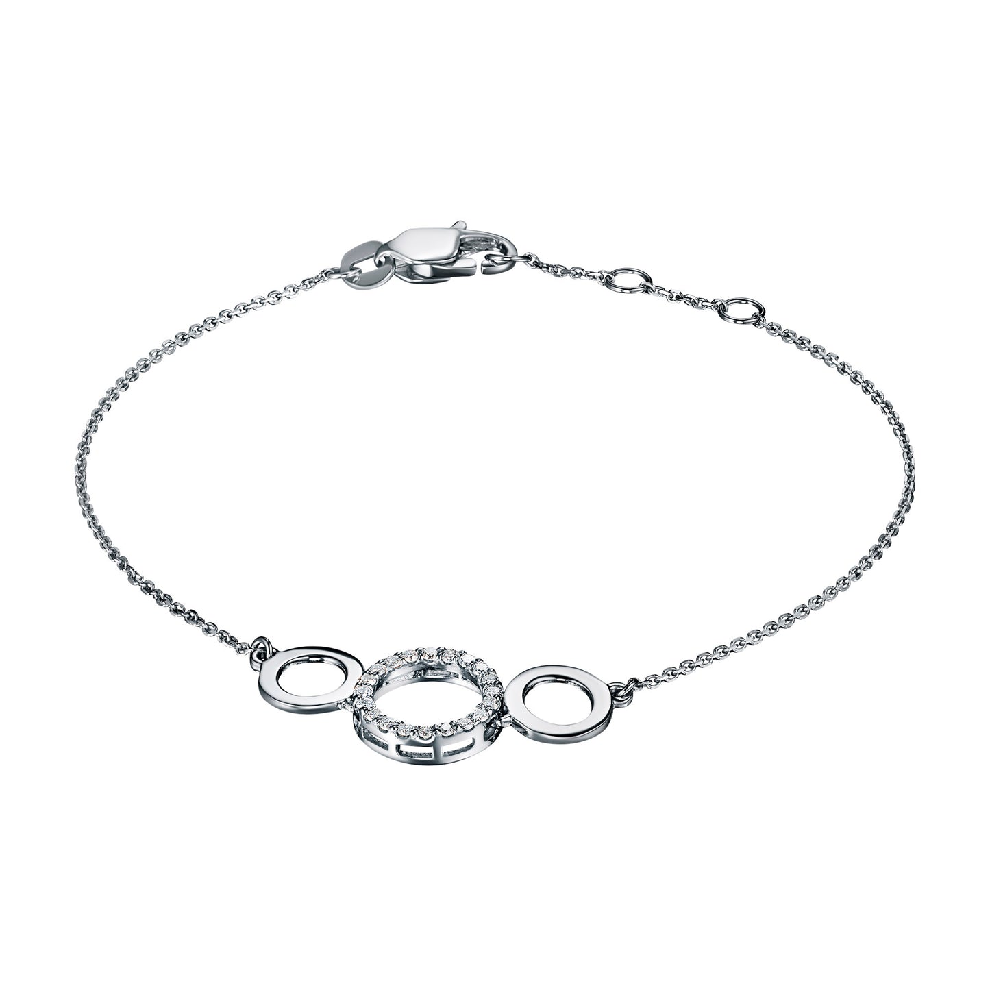 14K White Gold Bracelet with 20 Round-Cut Lab-Created Diamonds 0.196 CT.TW