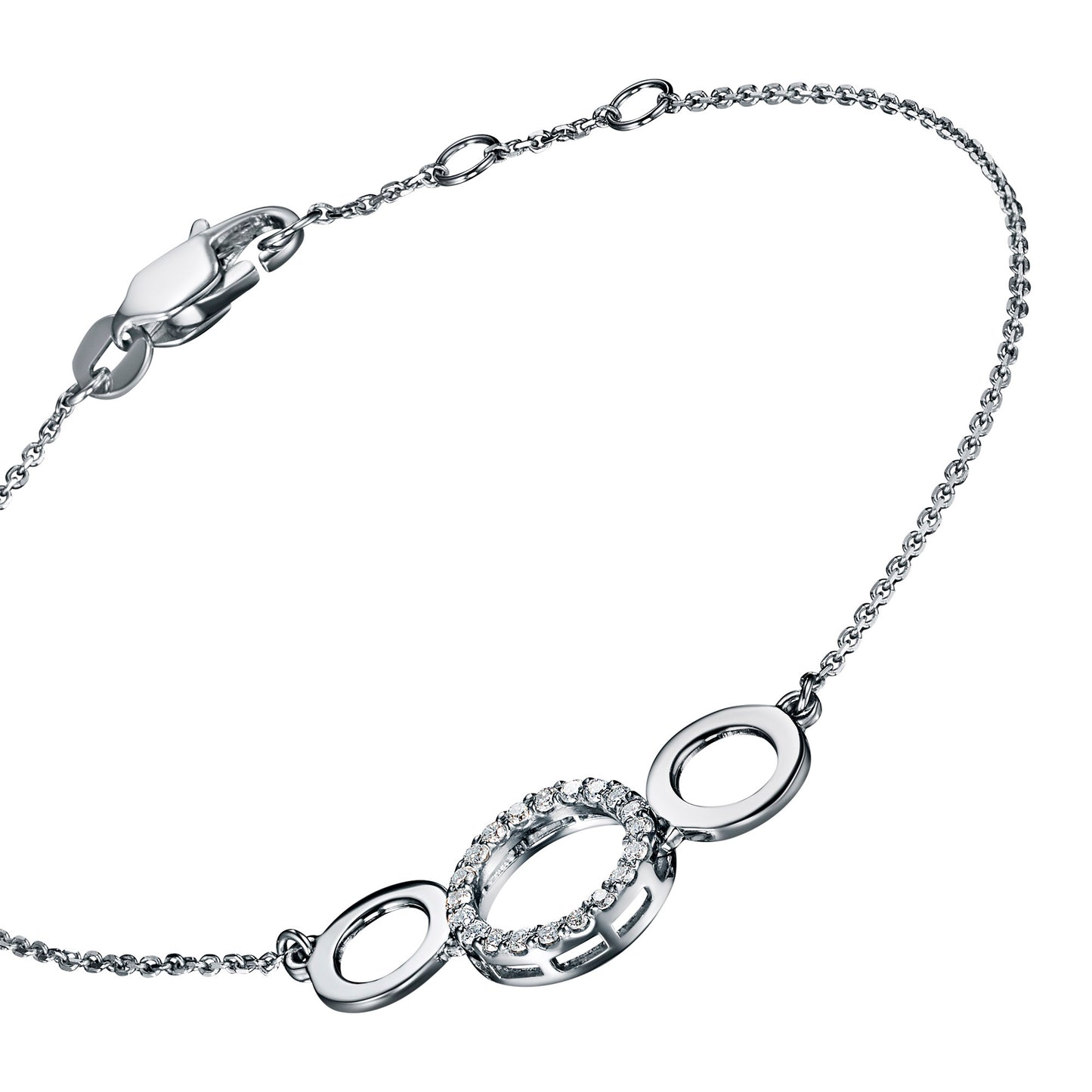 14K White Gold Bracelet with 20 Round-Cut Lab-Created Diamonds 0.196 CT.TW