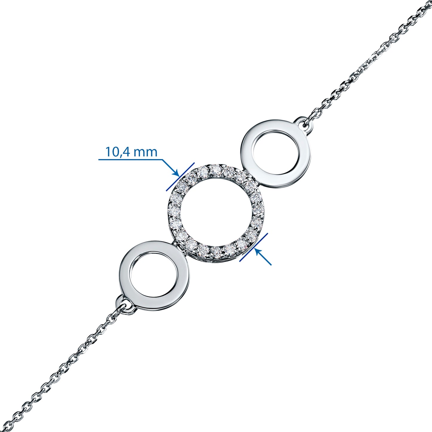 14K White Gold Bracelet with 20 Round-Cut Lab-Created Diamonds 0.196 CT.TW