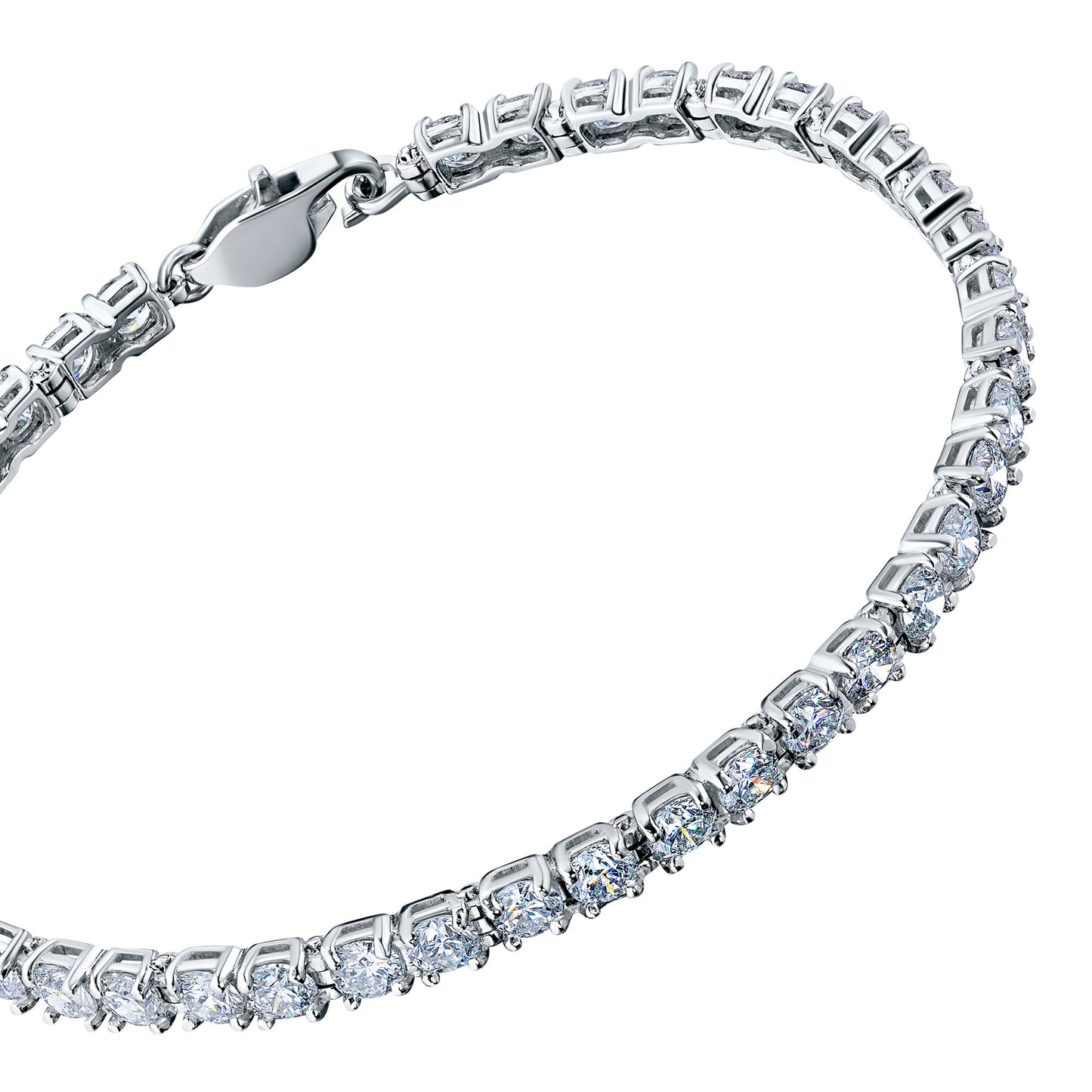 14K White Gold Bracelet with 40 Round-Cut Lab-Created Diamonds 5.6 CT.TW