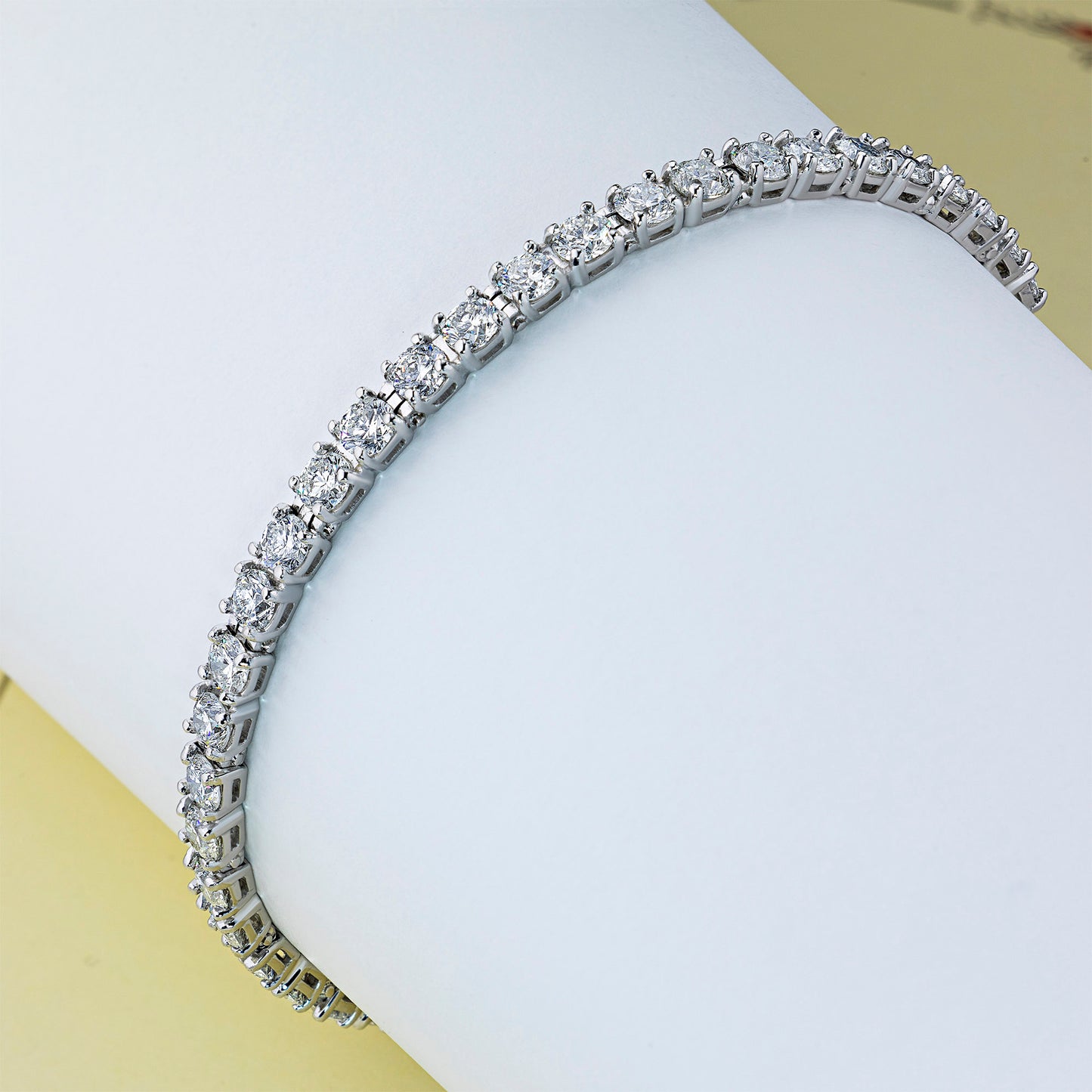 14K White Gold Bracelet with 40 Round-Cut Lab-Created Diamonds 5.6 CT.TW