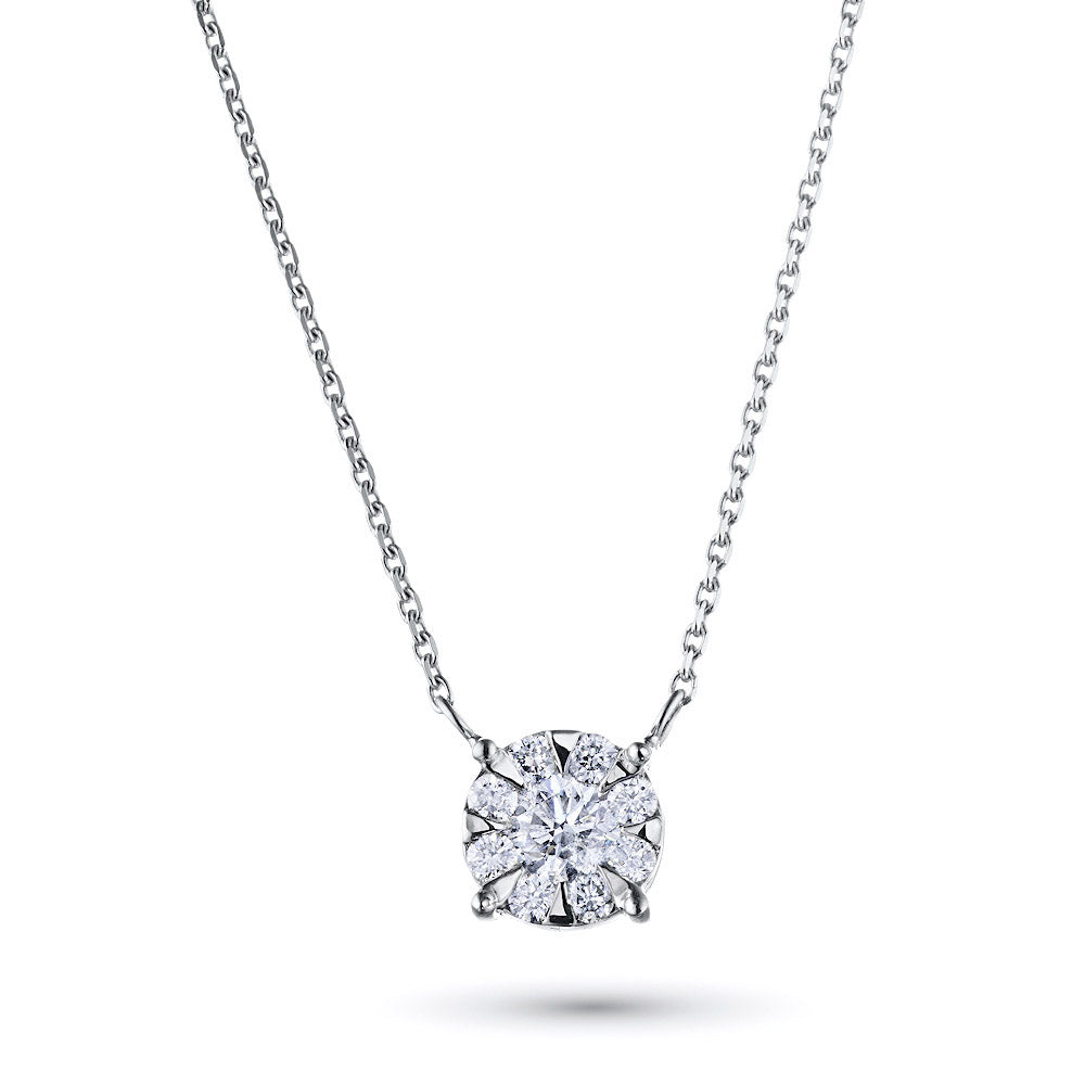 Sterling Silver Necklace with 9 Round-Cut Lab-Created Diamonds 0.357 CT.TW