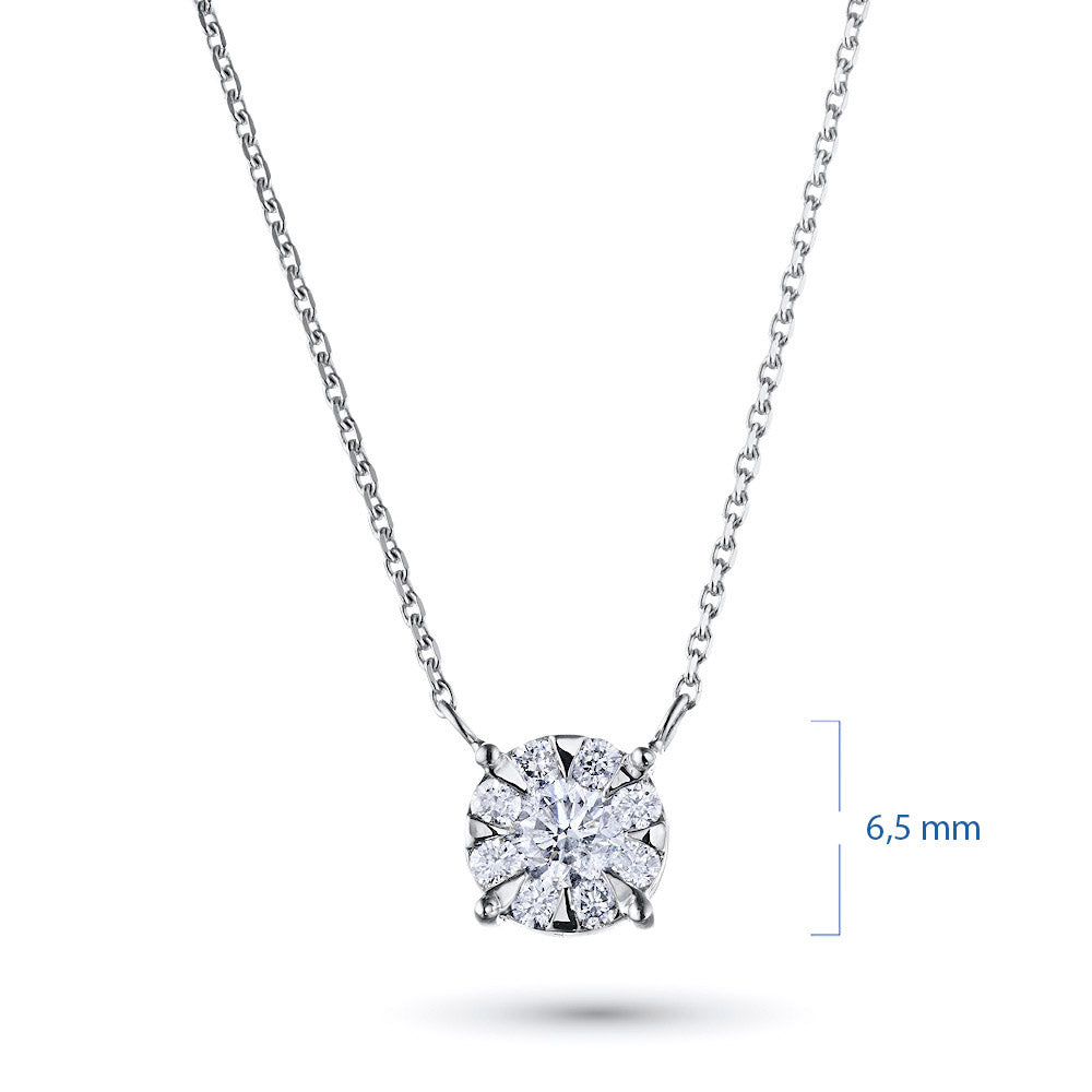 Sterling Silver Necklace with 9 Round-Cut Lab-Created Diamonds 0.357 CT.TW