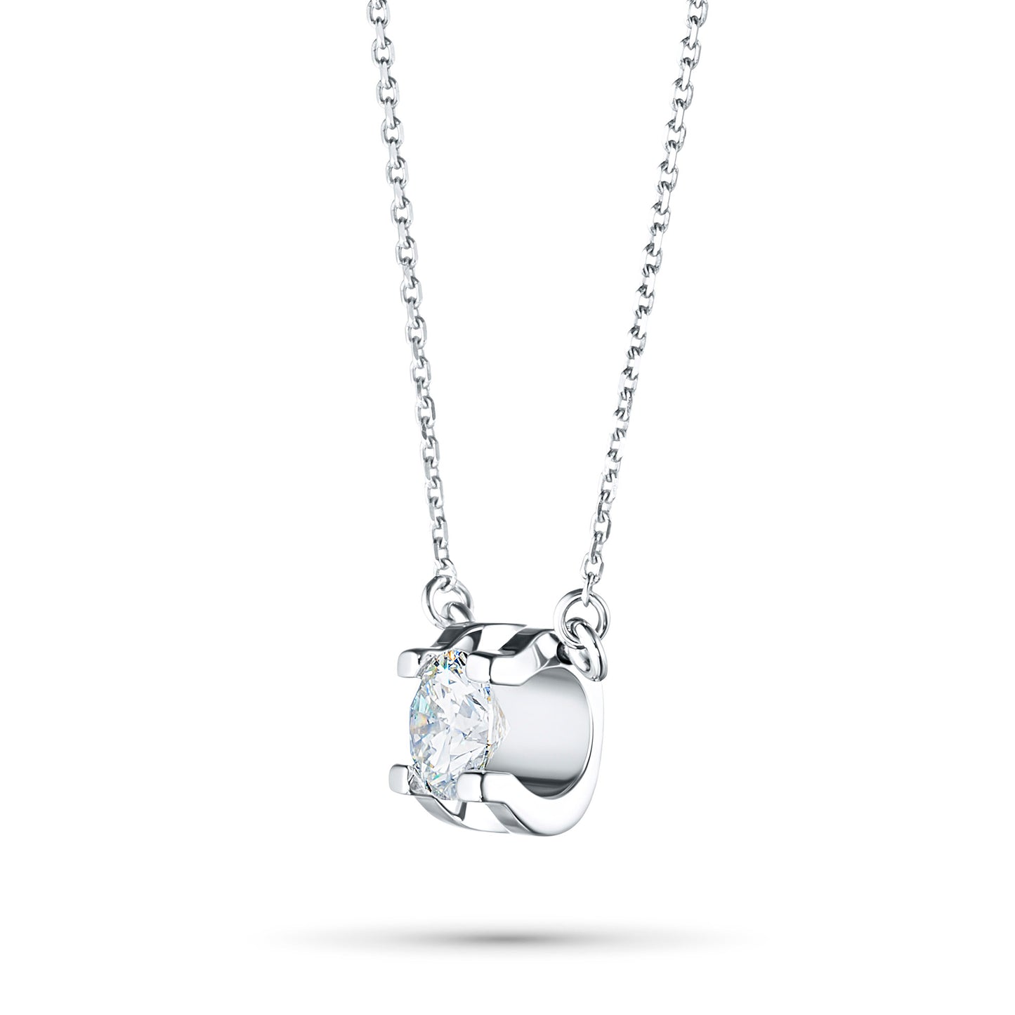 Sterling Silver Necklace with 1 Round-Cut Lab-Created Diamond 0.2 CT.TW