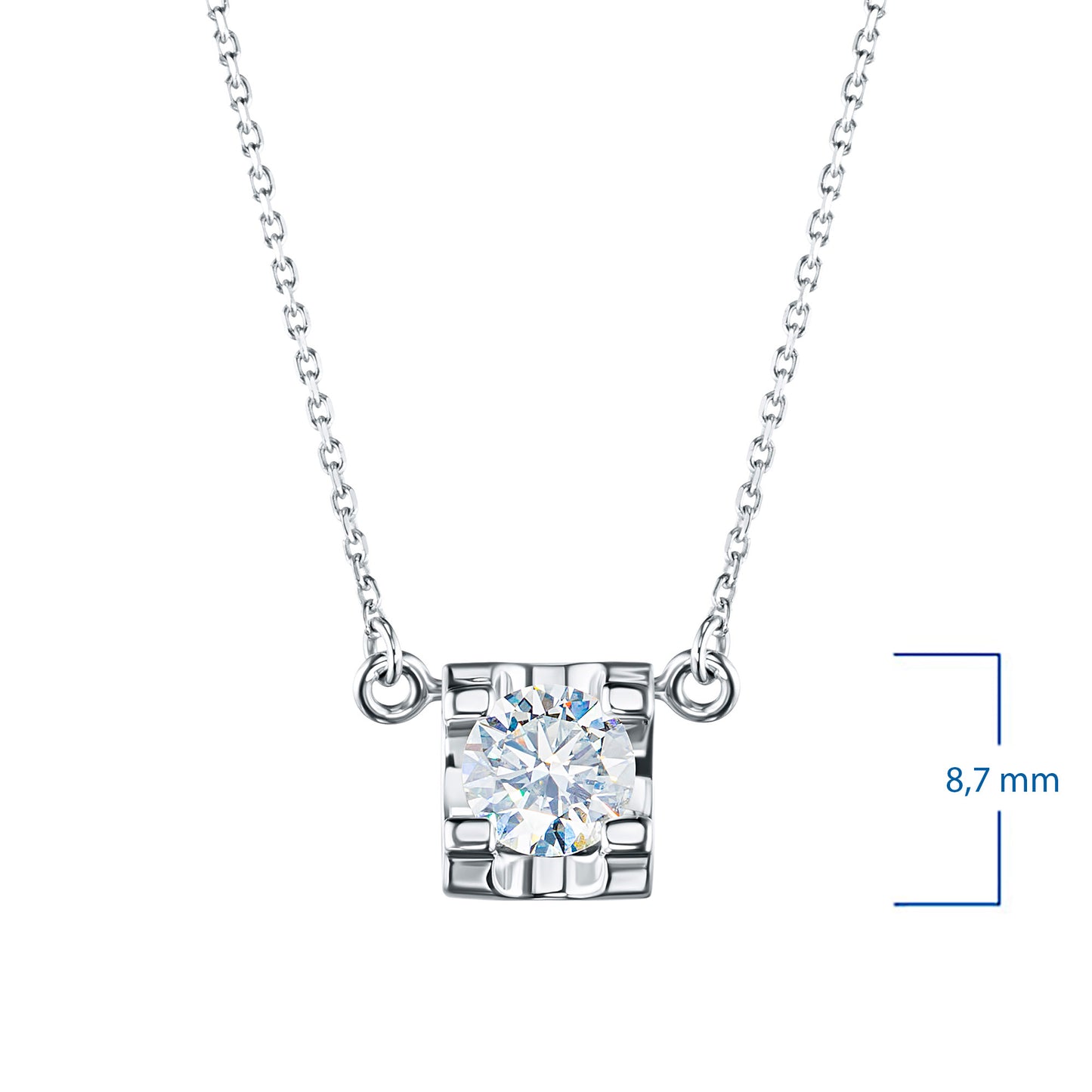 Sterling Silver Necklace with 1 Round-Cut Lab-Created Diamond 0.2 CT.TW