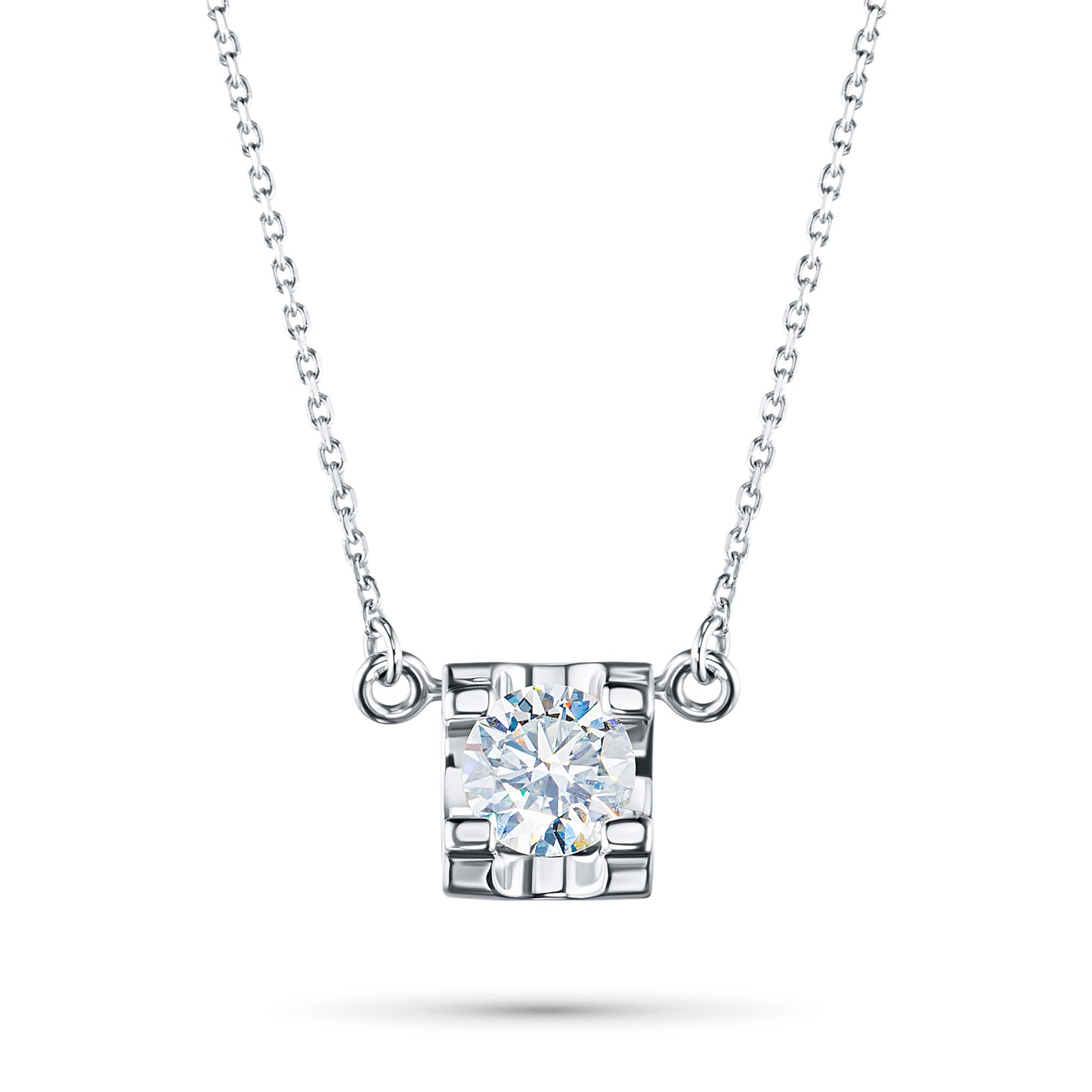 Sterling Silver Necklace with 1 Round-Cut Lab-Created Diamond 0.2 CT.TW