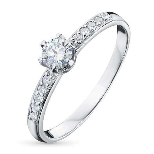 Sterling Silver Ring with 11 Round-Cut Lab-Created Diamonds 0.319 CT.TW