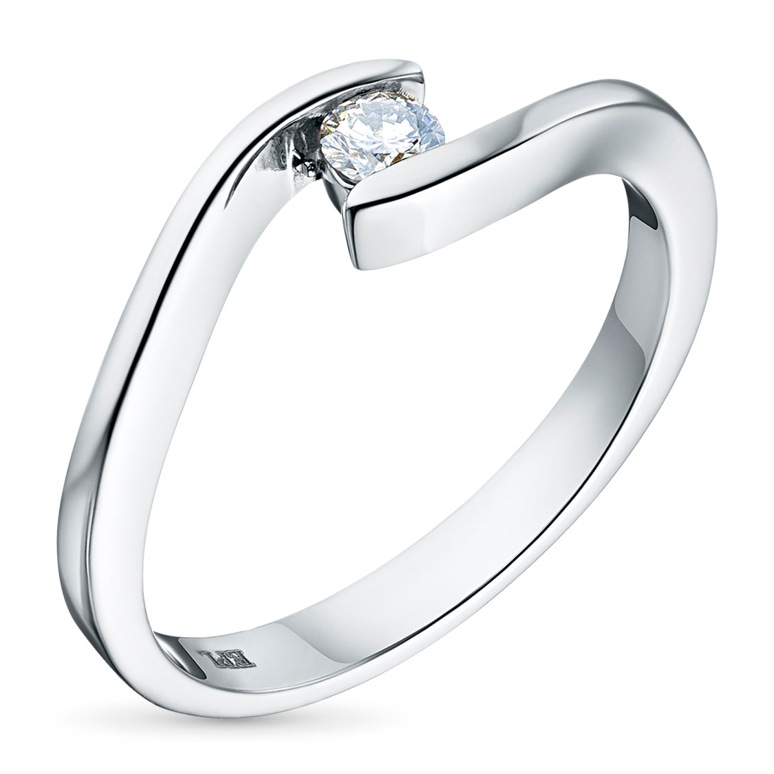 Sterling Silver Ring with 1 Round-Cut Lab-Created Diamond 0.119 CT.TW