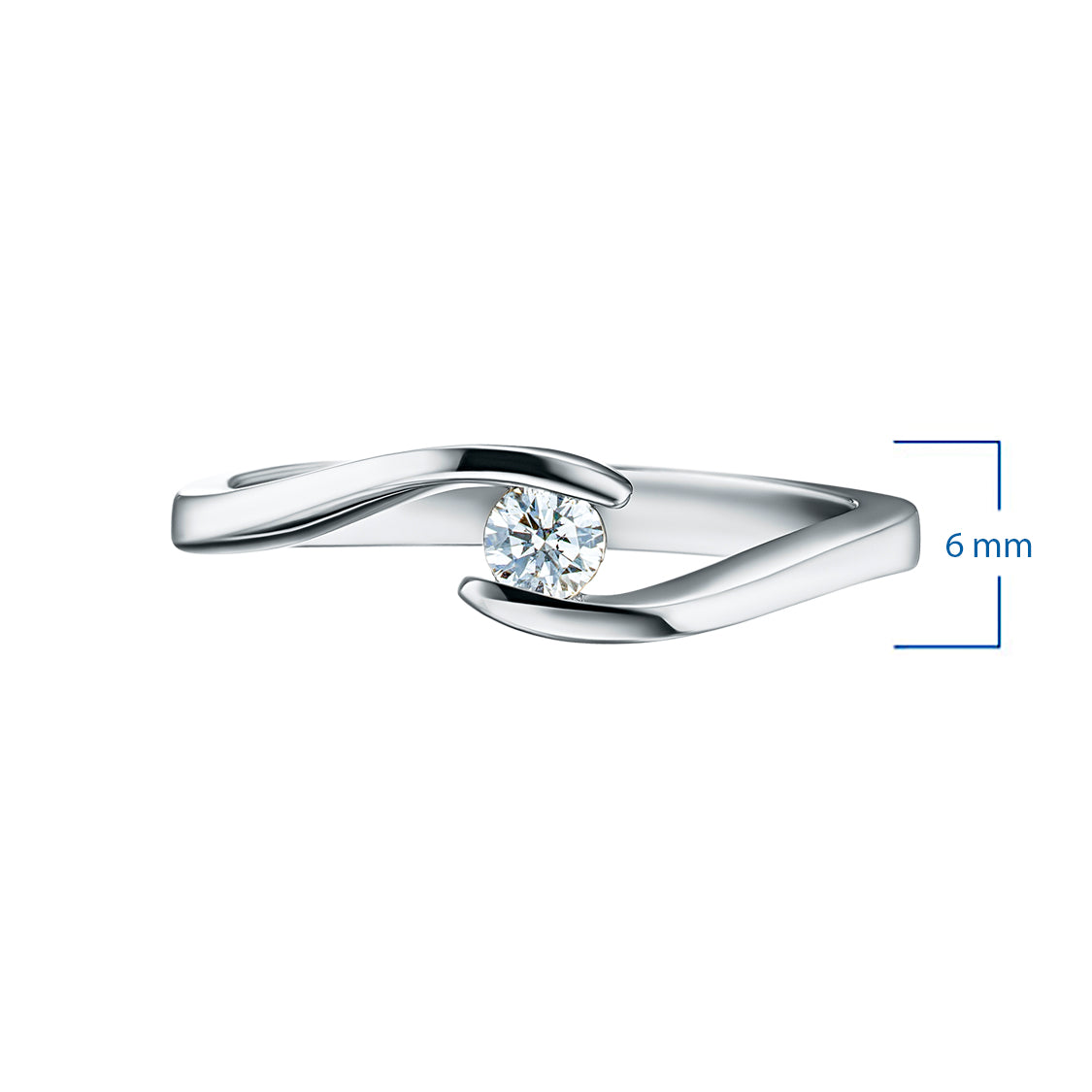 Sterling Silver Ring with 1 Round-Cut Lab-Created Diamond 0.119 CT.TW