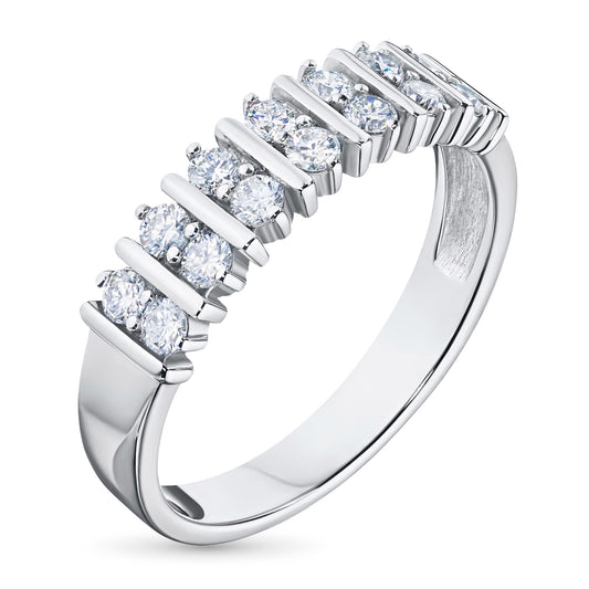 Sterling Silver Ring with 14 Round-Cut Lab-Created Diamonds 0.427 CT.TW