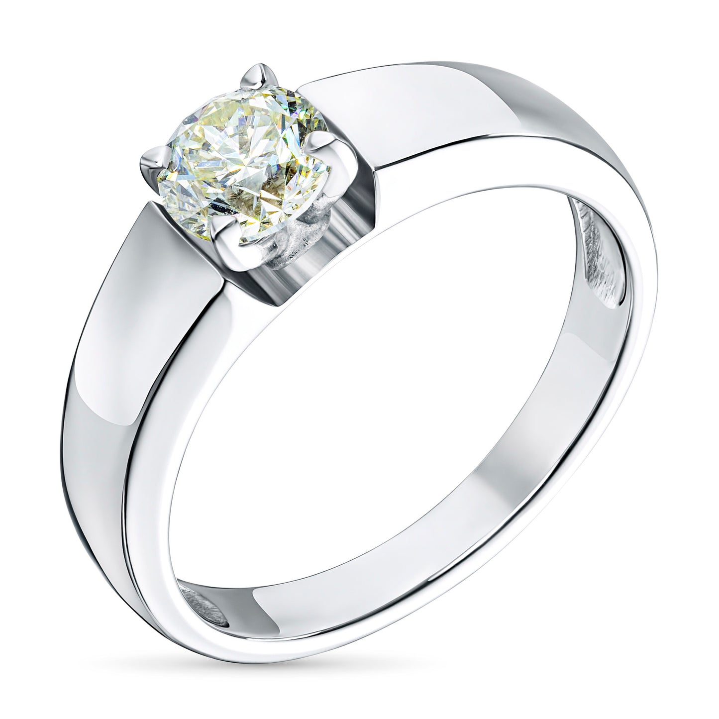 14K White Gold Ring with 1 Round-Cut Lab-Created Diamond 0.83 CT.TW