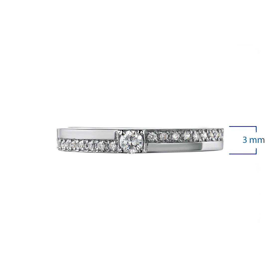 Sterling Silver Ring with 21 Round-Cut Lab-Created Diamonds 0.247 CT.TW