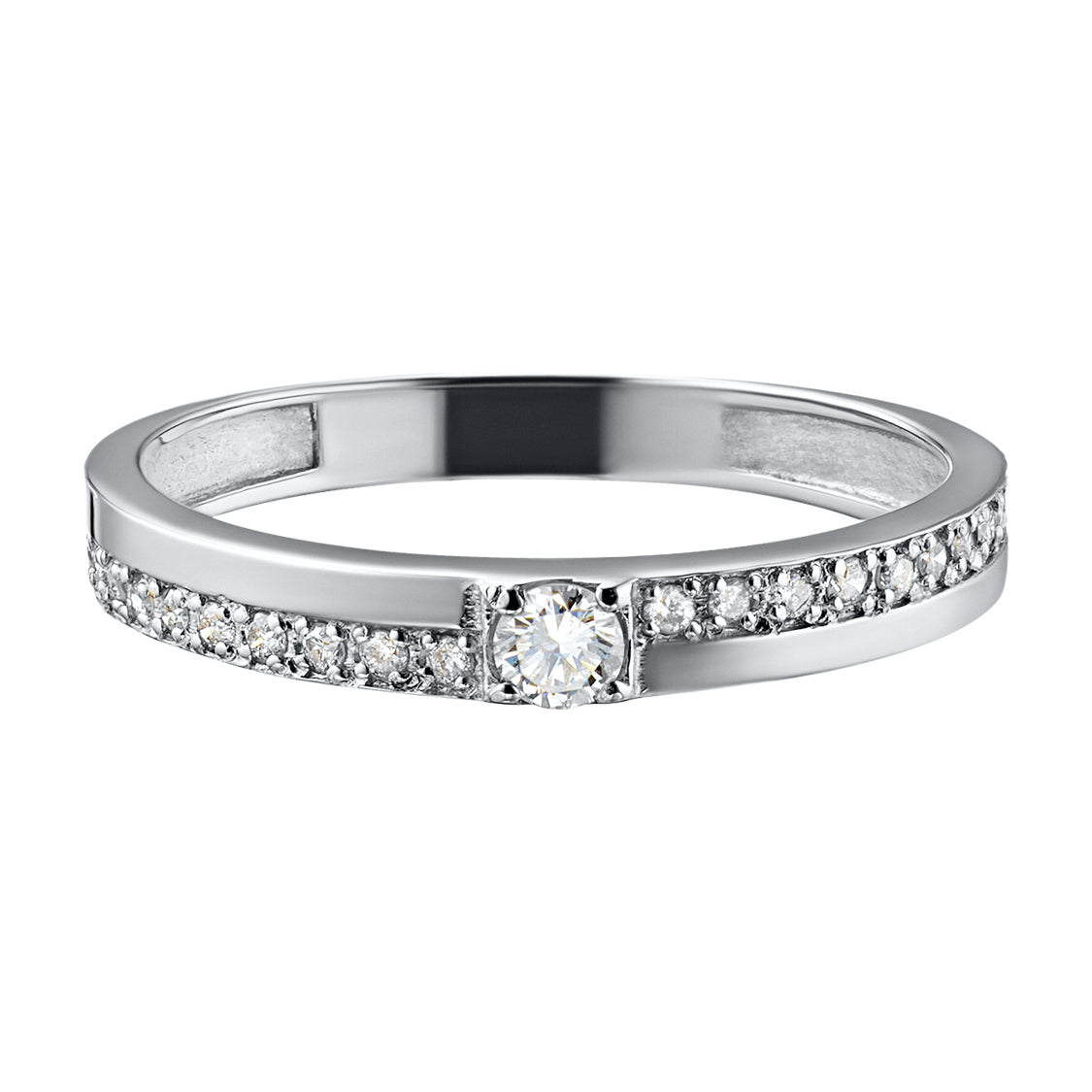 Sterling Silver Ring with 21 Round-Cut Lab-Created Diamonds 0.247 CT.TW