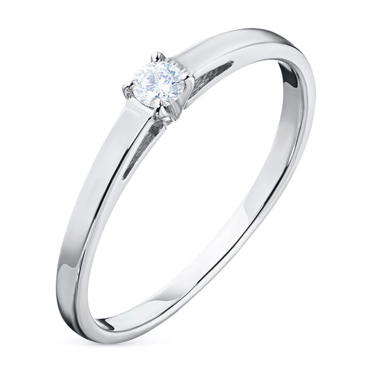 Sterling Silver Ring with 1 Round-Cut Lab-Created Diamond 0.087 CT.TW