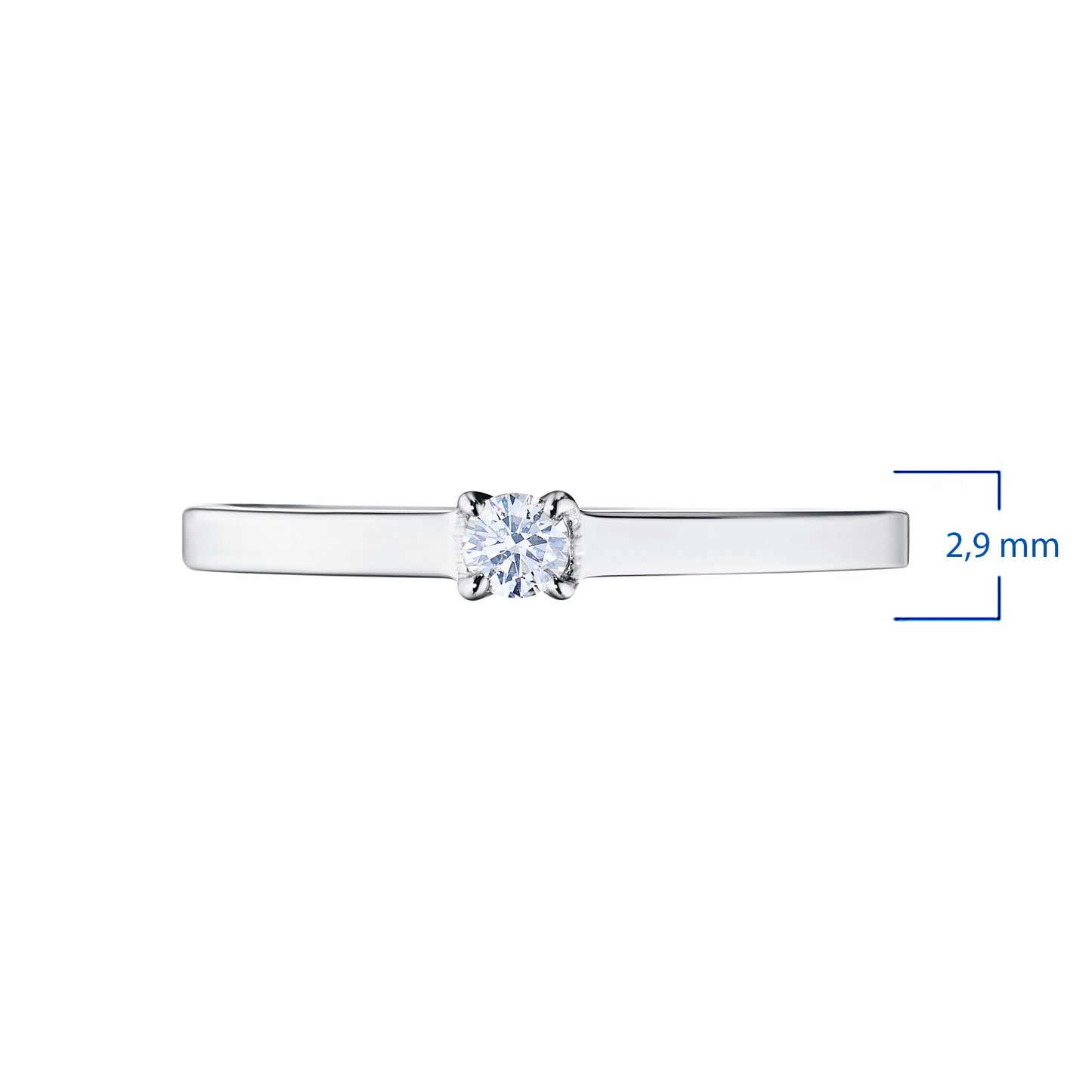 Sterling Silver Ring with 1 Round-Cut Lab-Created Diamond 0.087 CT.TW