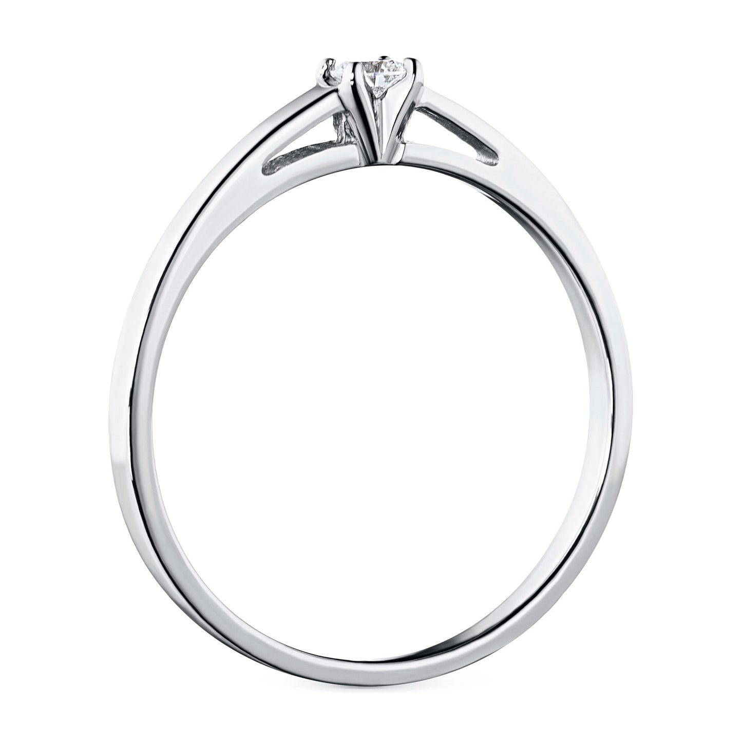 Sterling Silver Ring with 1 Round-Cut Lab-Created Diamond 0.087 CT.TW