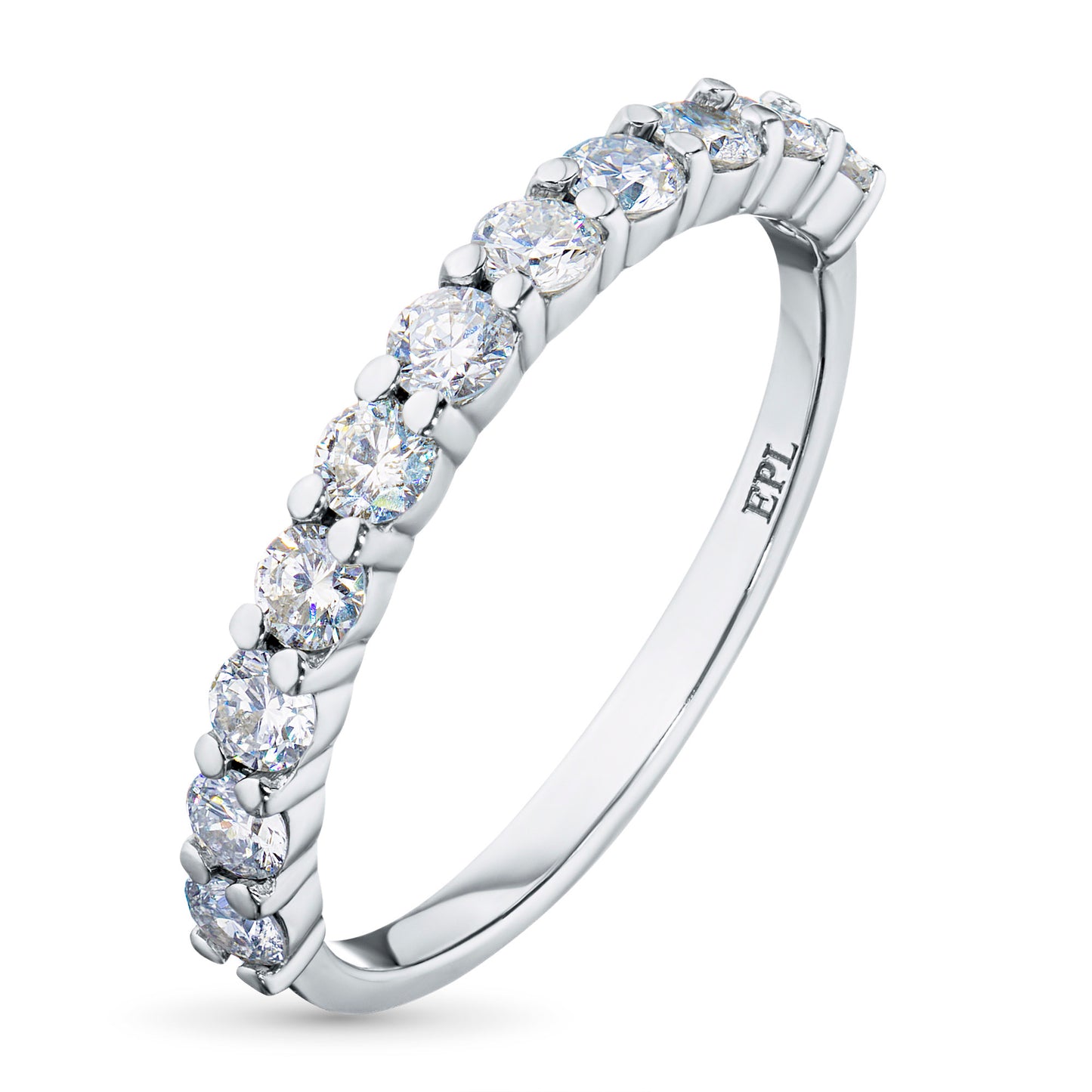 14K White Gold Ring with 11 Round-Cut Lab-Created Diamonds 0.685 CT.TW