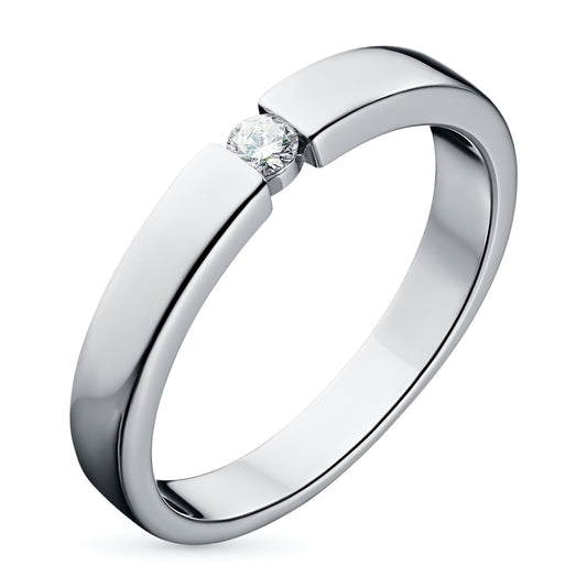 Sterling Silver Ring with 1 Round-Cut Lab-Created Diamond 0.086 CT.TW