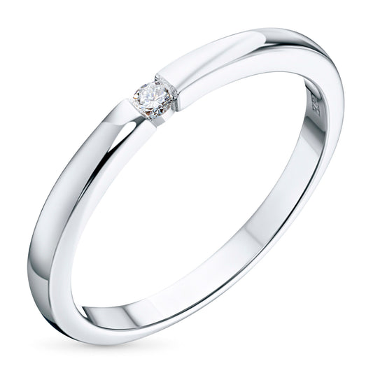 Sterling Silver Ring with 1 Round-Cut Lab-Created Diamond 0.085 CT.TW