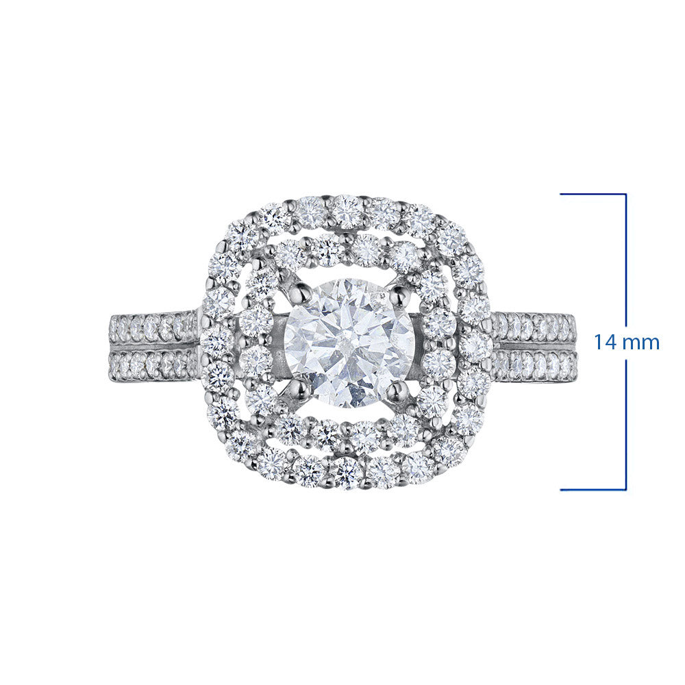 White Gold Ring with 99 Round-Cut Lab-Created Diamonds 1.376 CT.TW