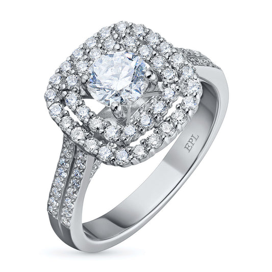 White Gold Ring with 99 Round-Cut Lab-Created Diamonds 1.376 CT.TW