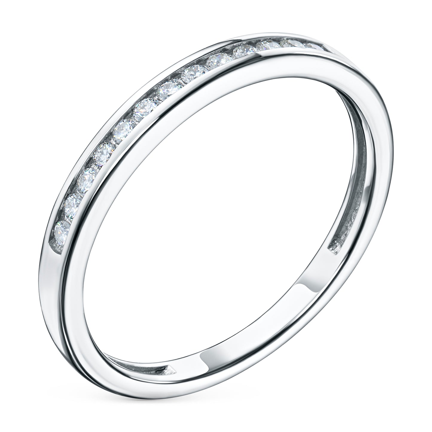 14K White Gold Ring with 13 Round-Cut Lab-Created Diamonds 0.114 CT.TW