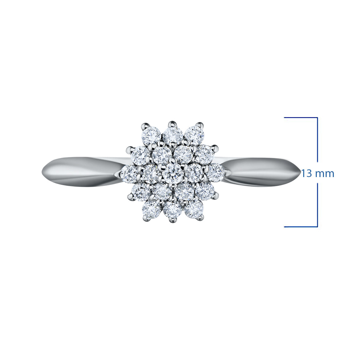 Sterling Silver Ring with 19 Round-Cut Lab-Created Diamonds 0.263 CT.TW