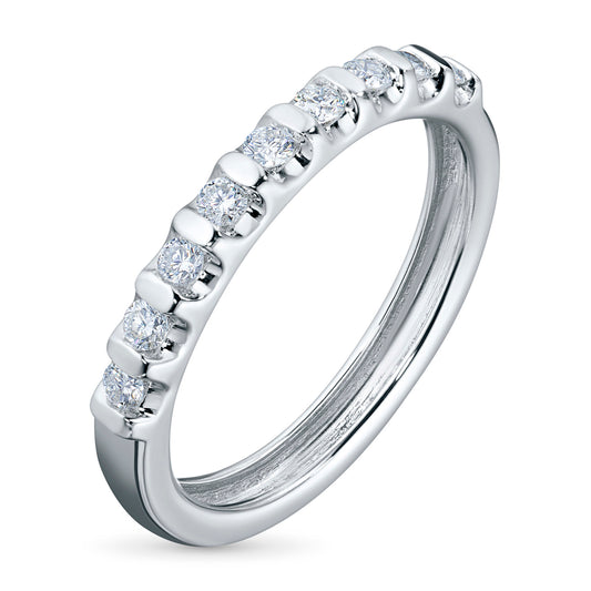 Sterling Silver Ring with 9 Round-Cut Lab-Created Diamonds 0.254 CT.TW