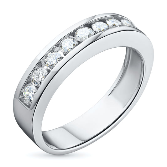 14K White Gold Ring with 9 Round-Cut Lab-Created Diamonds 0.334 CT.TW