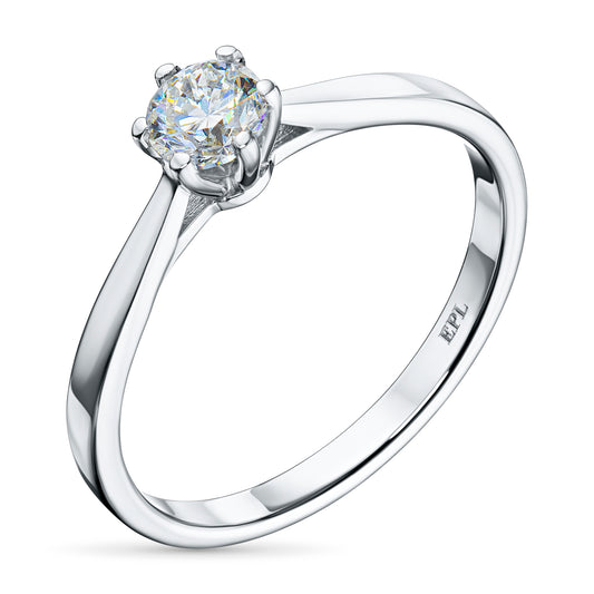 14K White Gold Ring with 1 Round-Cut Lab-Created Diamond 0.304 CT.TW