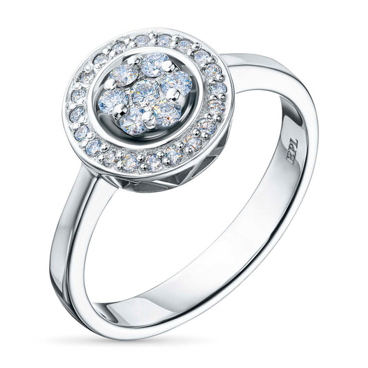 Sterling Silver Ring with 27 Round-Cut Lab-Created Diamonds 0.206 CT.TW