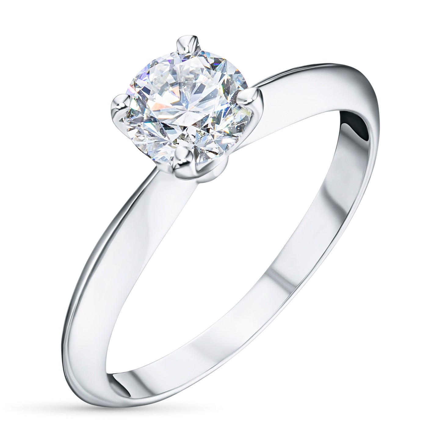 14K White Gold Ring with 1 Round-Cut Lab-Created Diamond 0.95 CT.TW