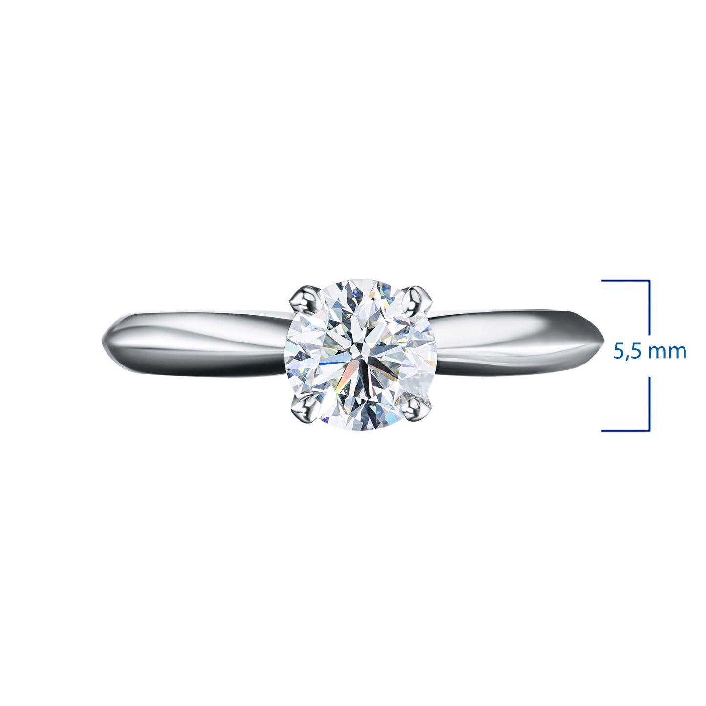 14K White Gold Ring with 1 Round-Cut Lab-Created Diamond 0.95 CT.TW