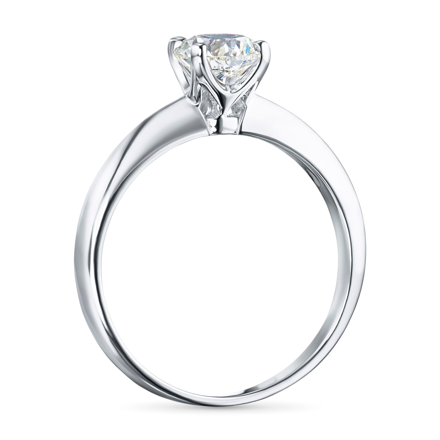 14K White Gold Ring with 1 Round-Cut Lab-Created Diamond 0.95 CT.TW