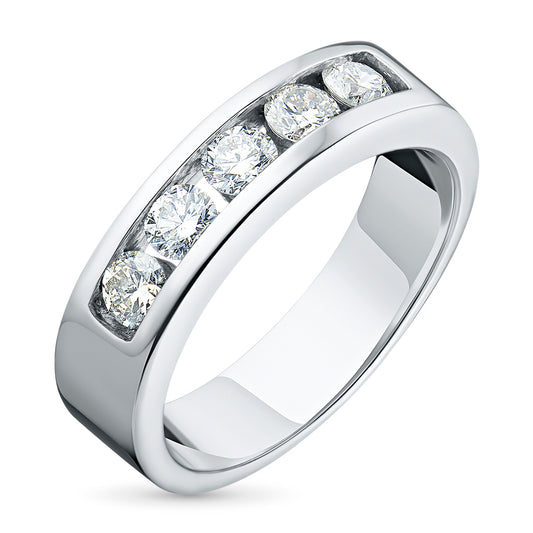 14K White Gold Ring with 5 Round-Cut Lab-Created Diamonds 0.638 CT.TW