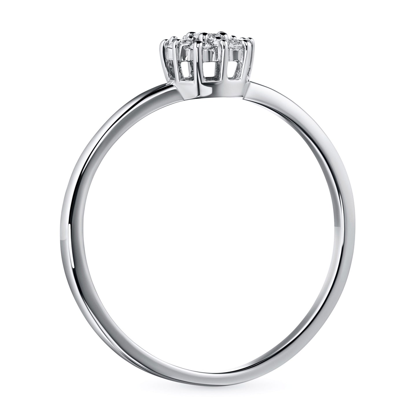 Sterling Silver Ring with 11 Round-Cut Lab-Created Diamonds 0.126 CT.TW