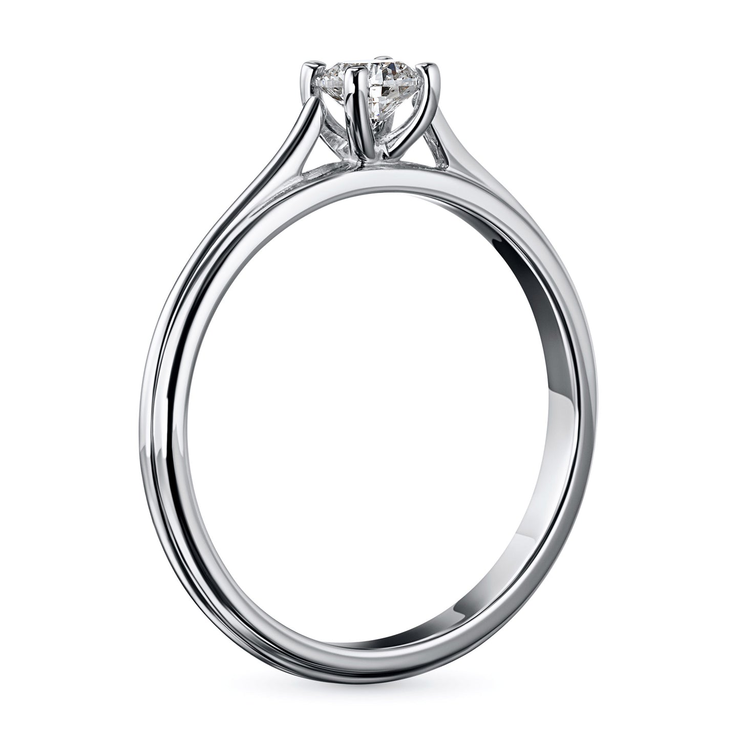 Sterling Silver Ring with 1 Round-Cut Lab-Created Diamond 0.284 CT.TW