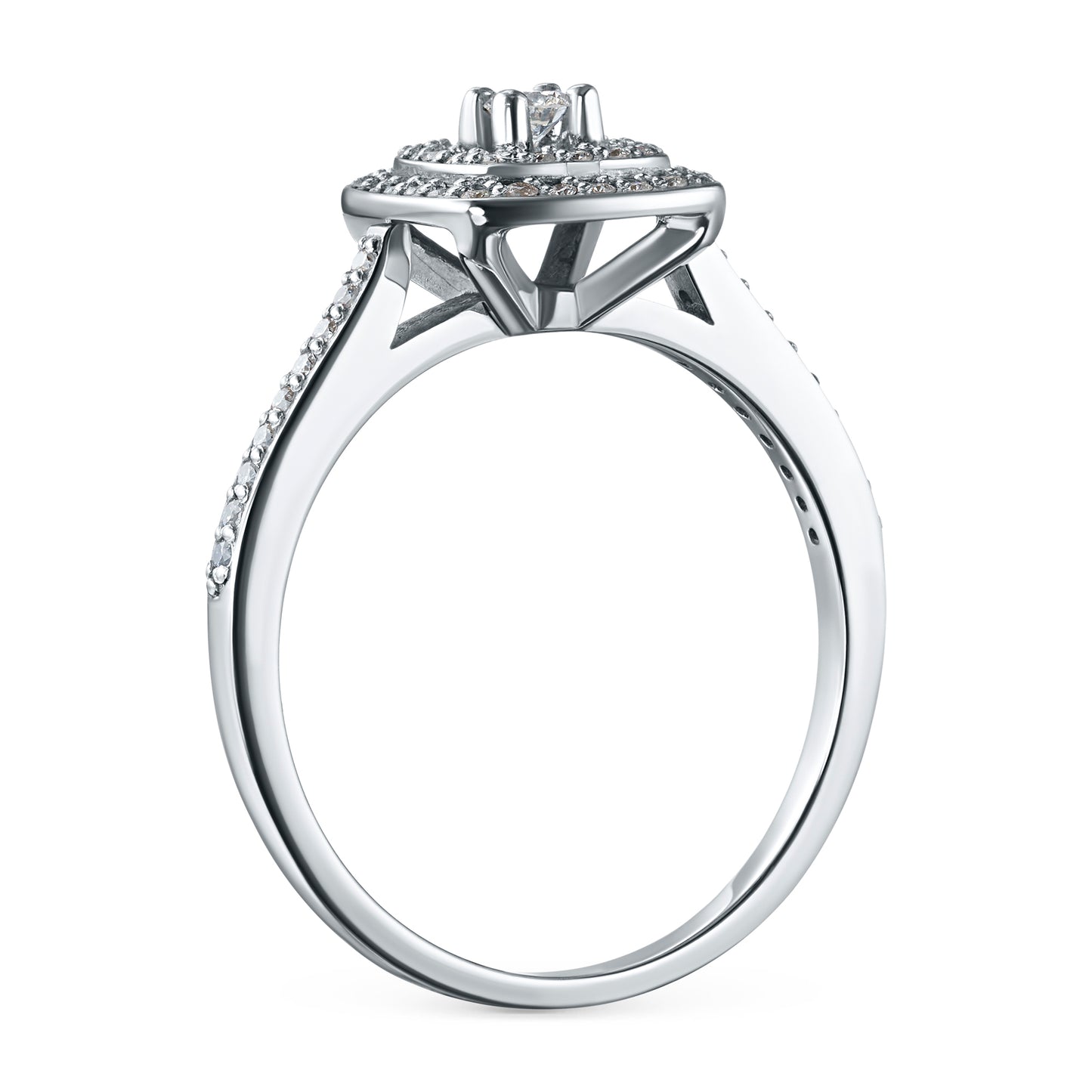 14K White Gold Ring with 59 Round-Cut Lab-Created Diamonds 0.347 CT.TW