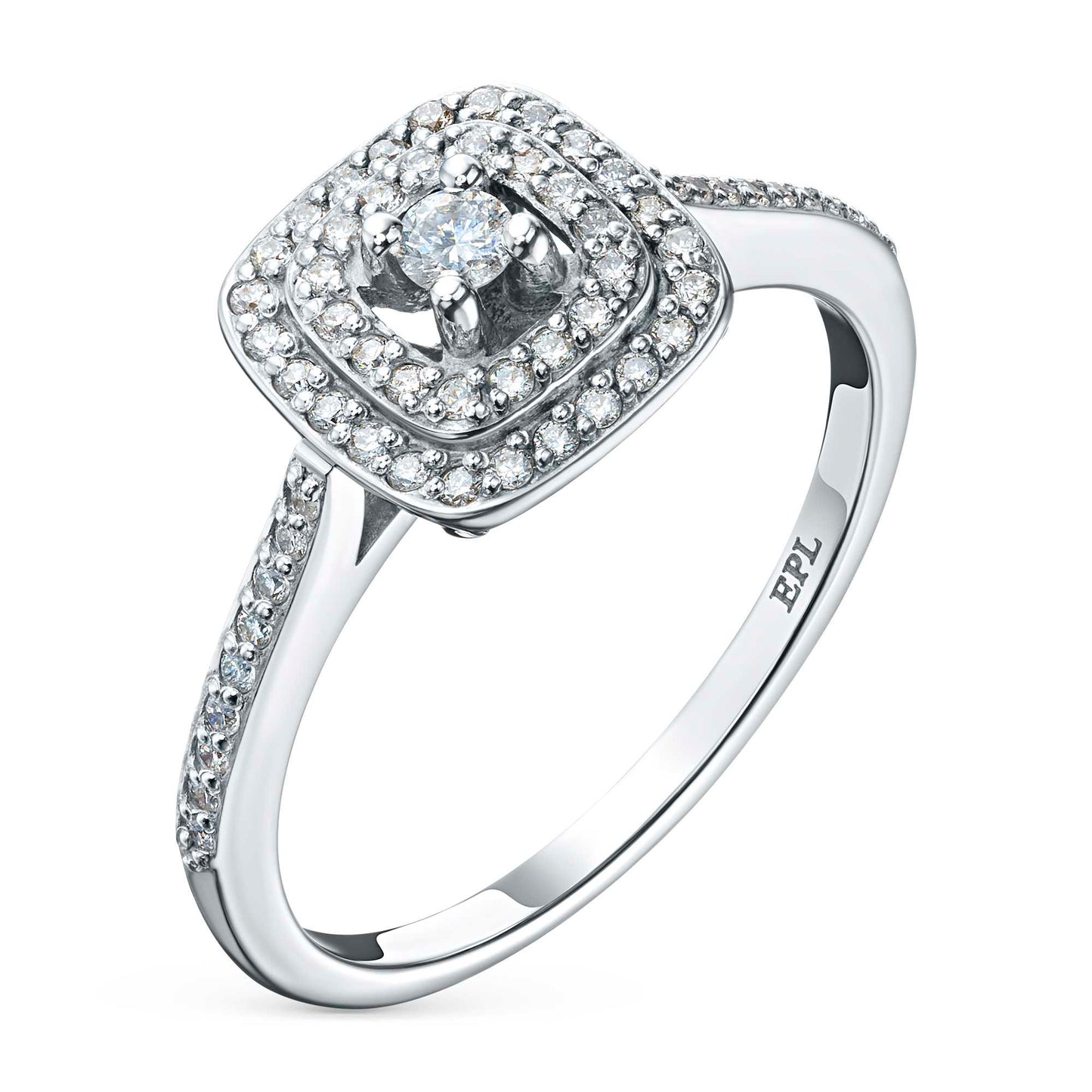 14K White Gold Ring with 59 Round-Cut Lab-Created Diamonds 0.347 CT.TW