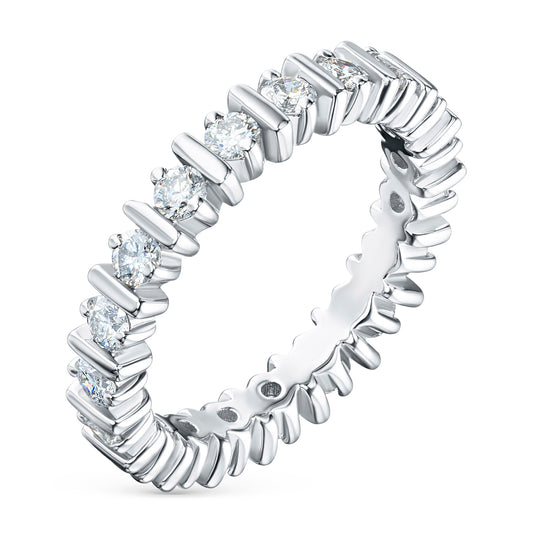 14K White Gold Ring with 17 Round-Cut Lab-Created Diamonds 0.86 CT.TW