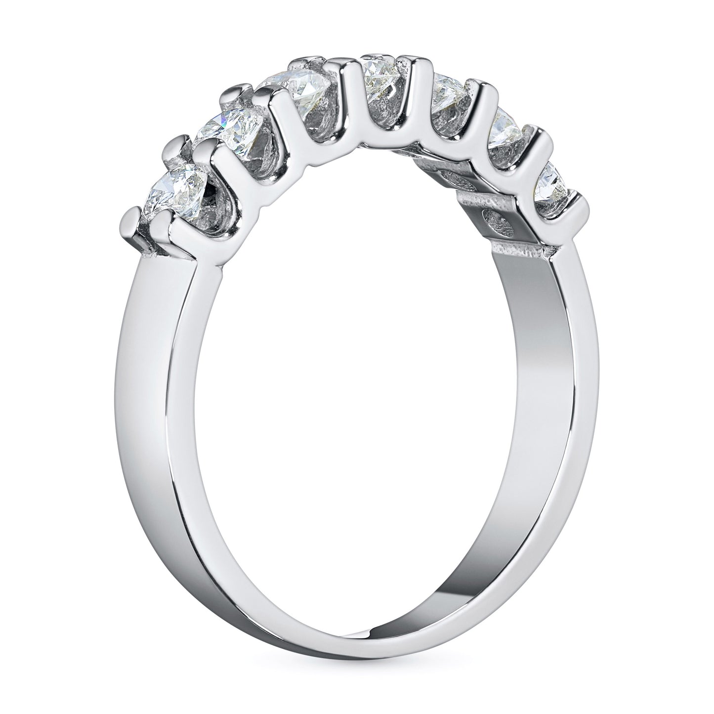 14K White Gold Ring with 7 Round-Cut Lab-Created Diamonds 0.753 CT.TW