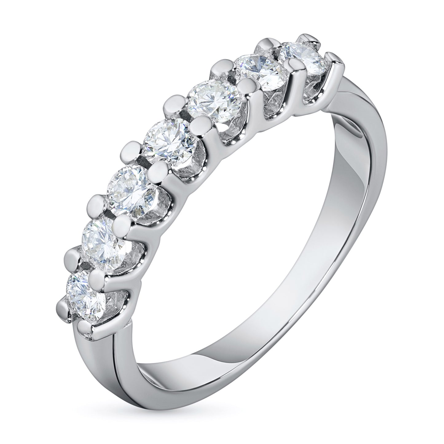 14K White Gold Ring with 7 Round-Cut Lab-Created Diamonds 0.753 CT.TW