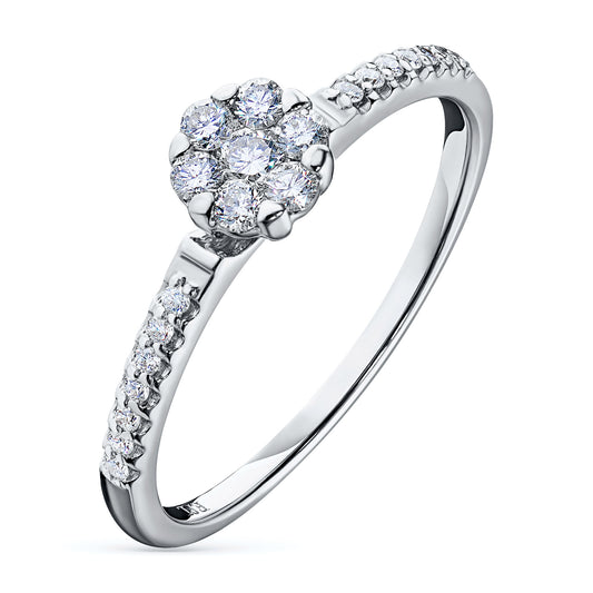 Sterling Silver Ring with 21 Round-Cut Lab-Created Diamonds 0.391 CT.TW