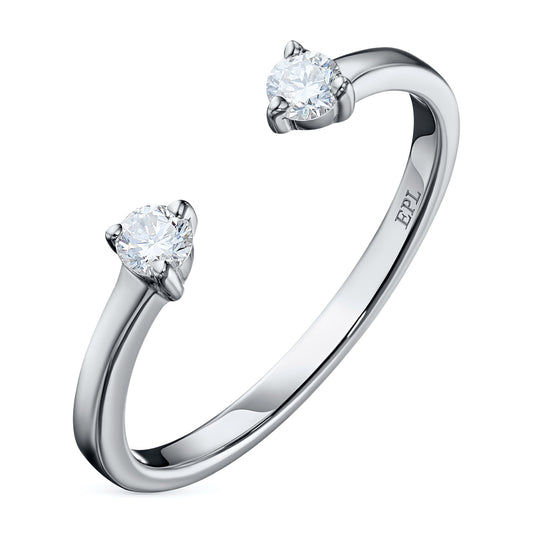 Sterling Silver Ring with 2 Round-Cut Lab-Created Diamonds 0.159 CT.TW