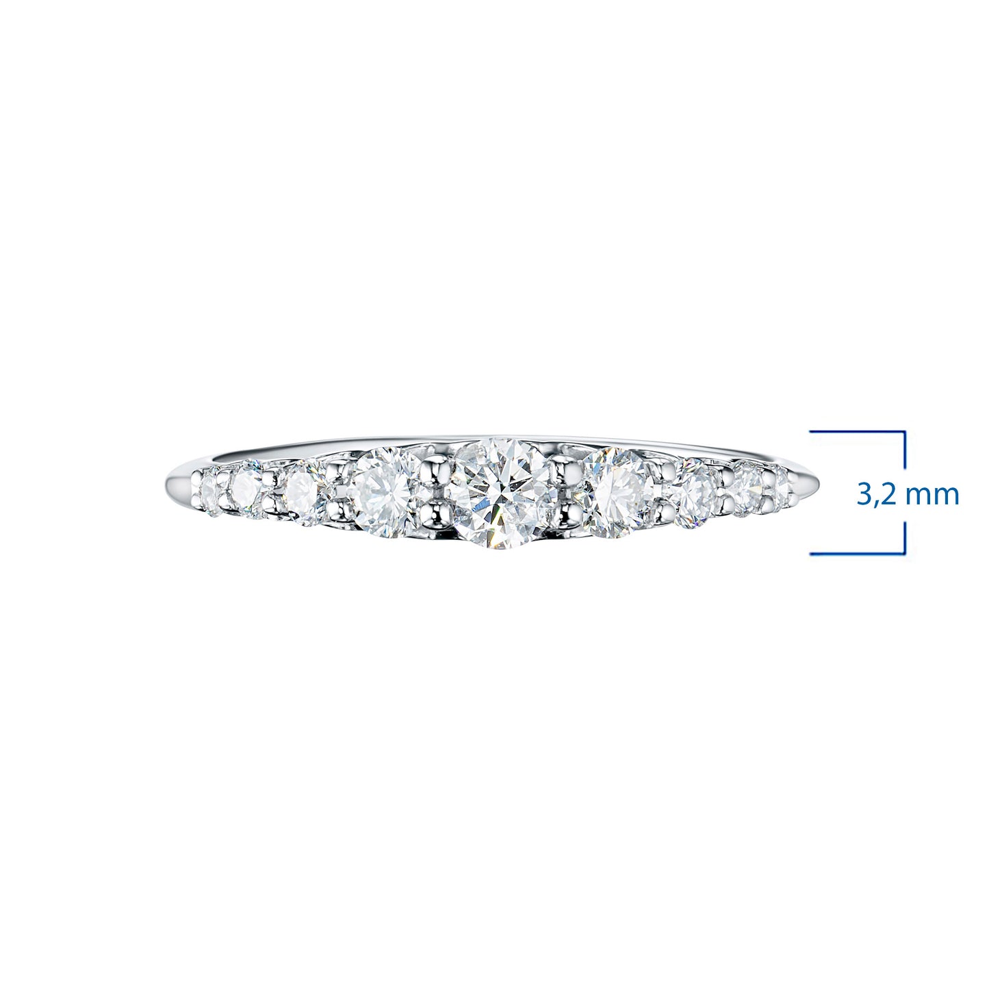 Sterling Silver Ring with 9 Round-Cut Lab-Created Diamonds 0.386 CT.TW