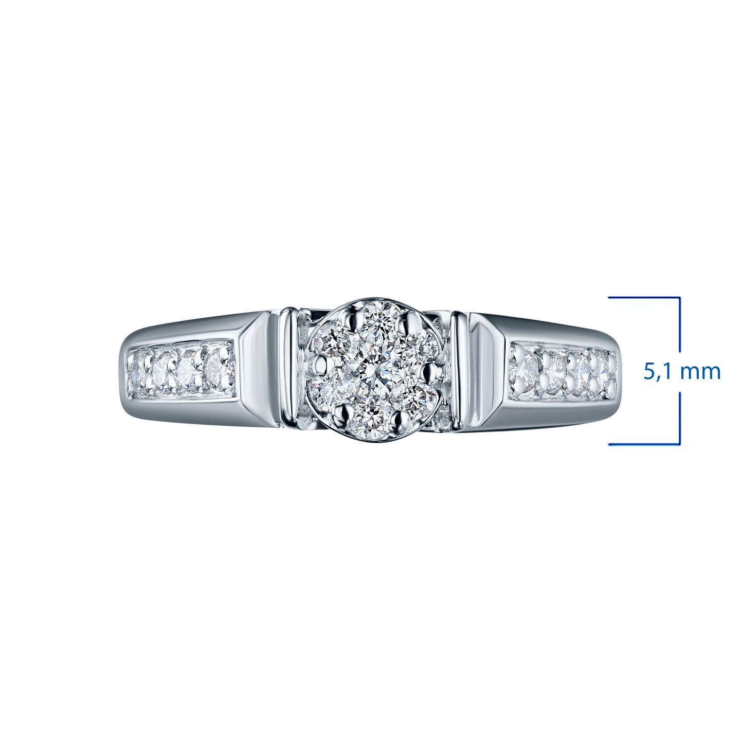 Sterling Silver Ring with 15 Round-Cut Lab-Created Diamonds 0.388 CT.TW