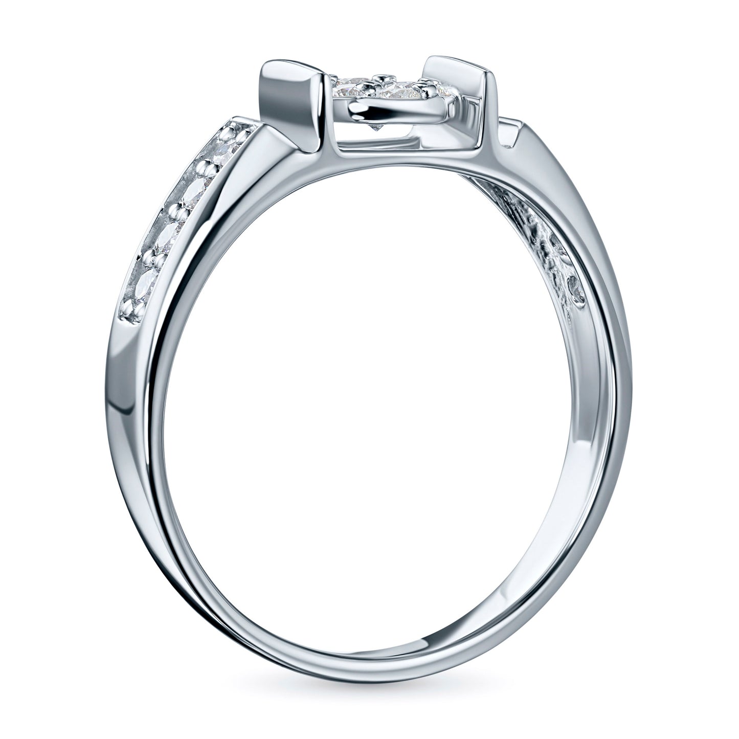 Sterling Silver Ring with 15 Round-Cut Lab-Created Diamonds 0.388 CT.TW