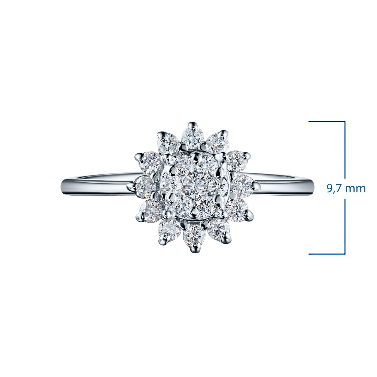 Sterling Silver Ring with 19 Round-Cut Lab-Created Diamonds 0.426 CT.TW