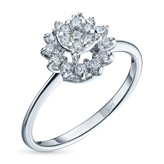 Sterling Silver Ring with 19 Round-Cut Lab-Created Diamonds 0.426 CT.TW