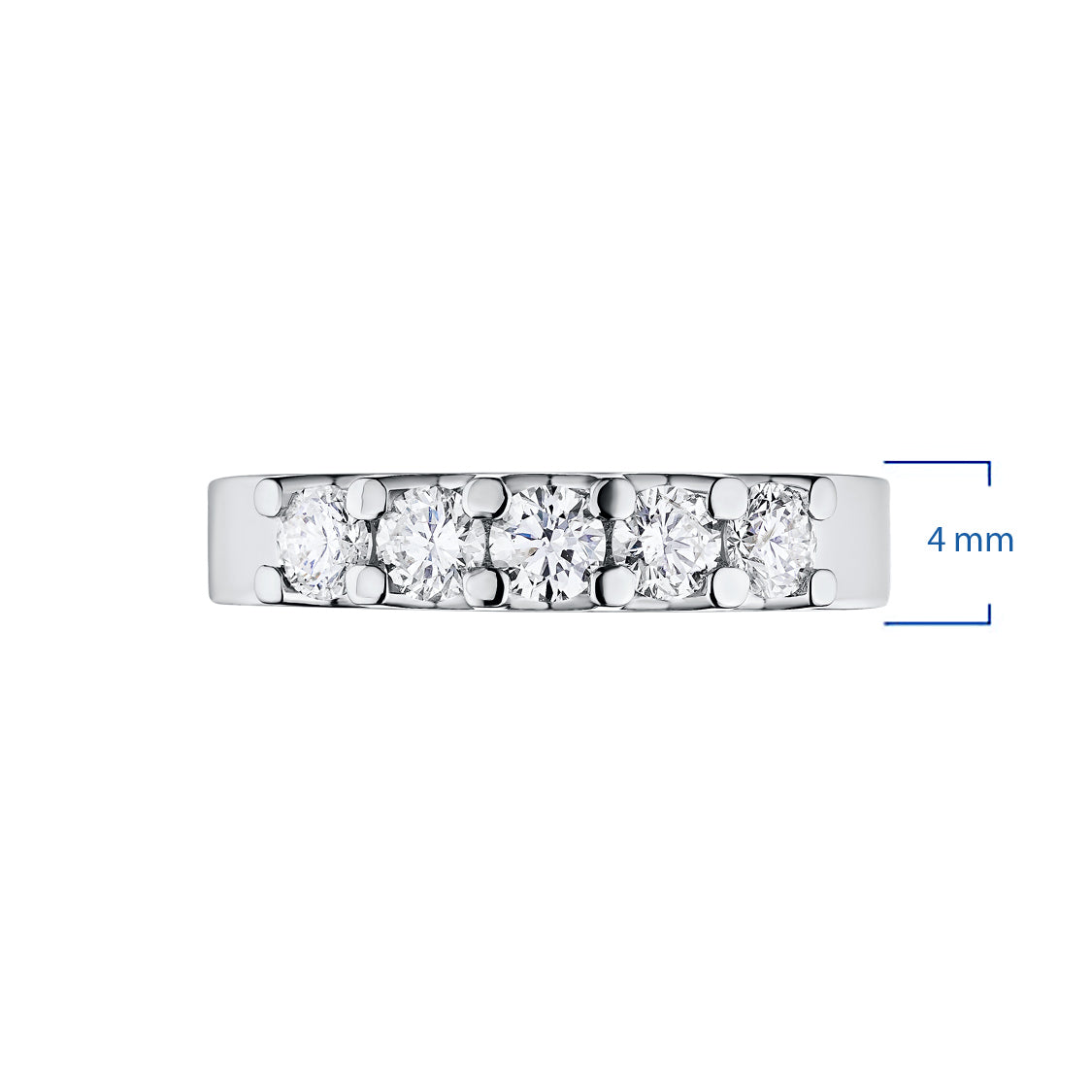 Sterling Silver Ring with 5 Round-Cut Lab-Created Diamonds 0.882 CT.TW